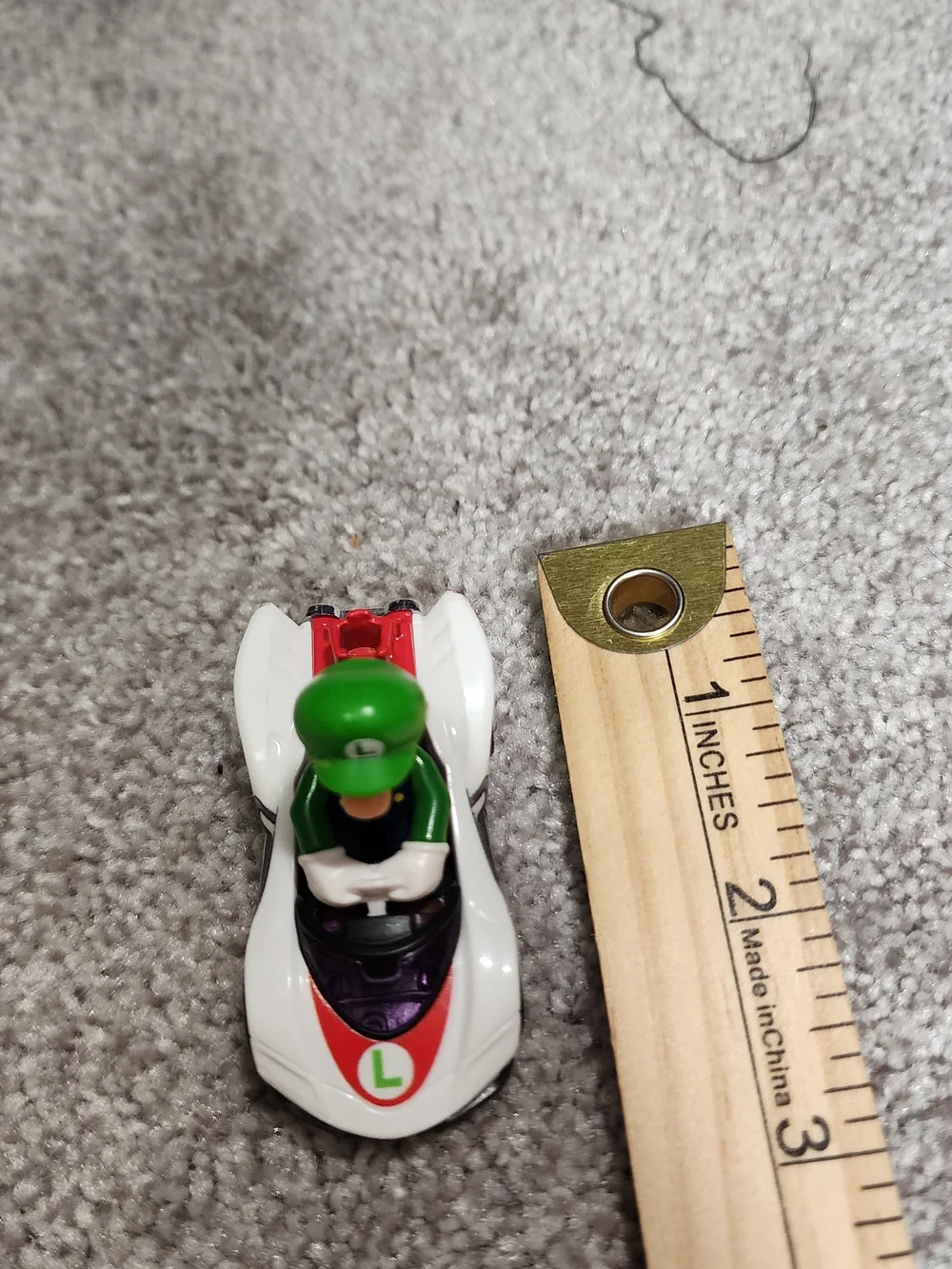 2019 Hot Wheels HW Mario Kart Luigi P-Wing L White 1:64 Diecast 2 3/8